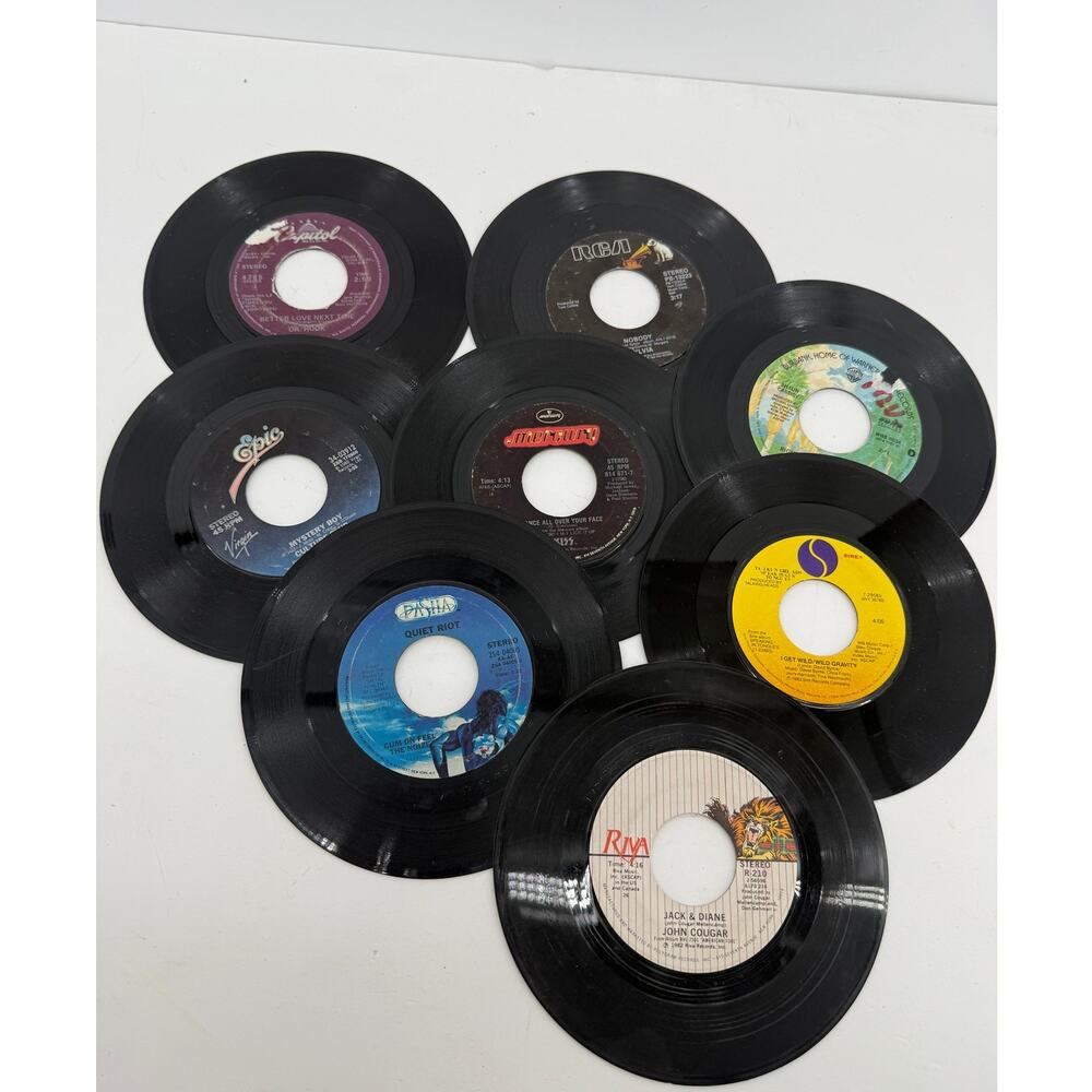 Vintage 45 RPM Vinyl Records Lot Classic Rock Pop Quiet Riot John Cougar Dr Hook